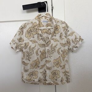 Mayoral Beige Leaf Print Button Down Shirt